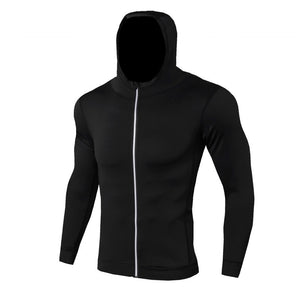 New Mens Running Jackets Fitness Sports Coat Hooded Tight Hoodie Gym Soccer Training Run Jogging Jackets Reflective Zipper Shirt