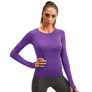 Yuerlian 15% Spandex Add Wool Women Fitness Tights T-shirt Workout Blouse Sport Running Sportswear Long sleeve Gym Yoga Shirt