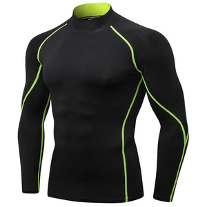 Men Autumn Bodybuilding Sport T-shirt Quick Dry Running Casual Shirt Long Sleeve Compression Top Gym Sportwear Tight Rashgard