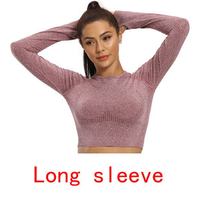 Vital Seamless Yoga Set Women Long Sleeve Summer Blouses Top Gym Sport Bra High Waist Tight Leggings Fitness Suit Shorts Sets