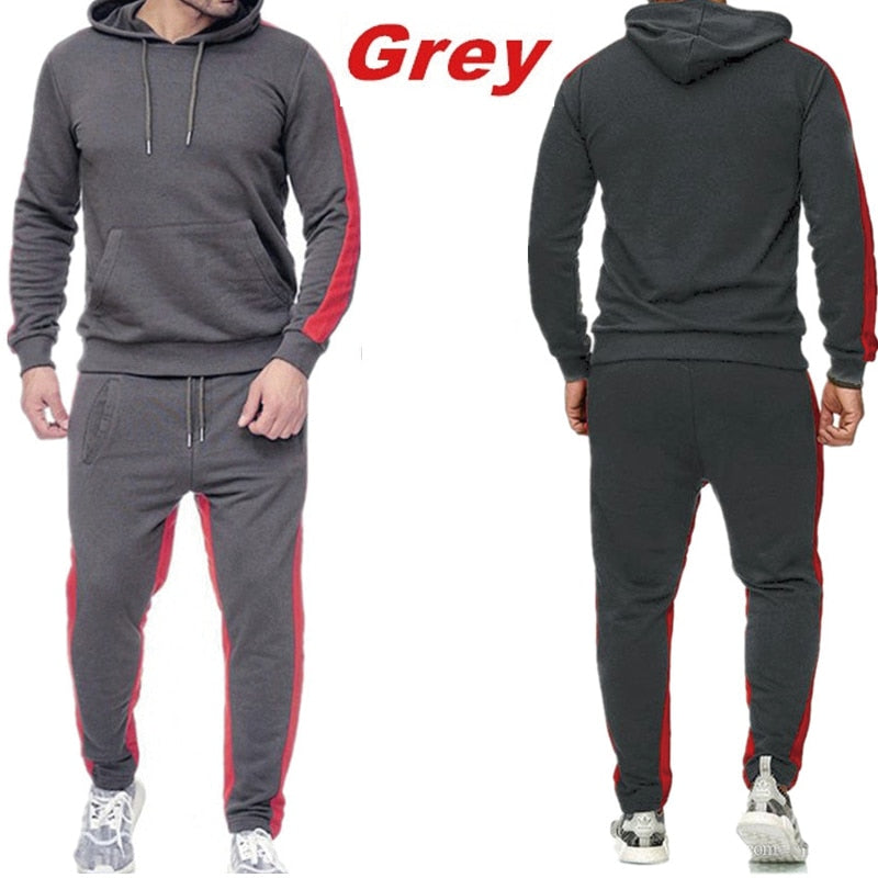 Autumn Winter Jogging Suits for Men Striped Hoodie+Pants Casual Tracksuit Male Sportswear Gym Casual Clothing Sweat Suit