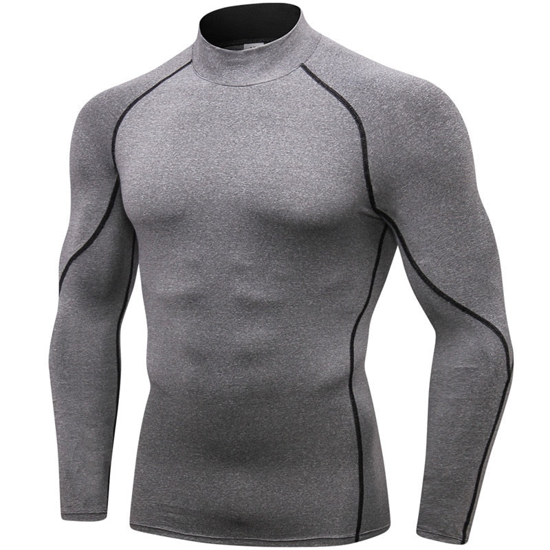 Men Autumn Bodybuilding Sport T-shirt Quick Dry Running Casual Shirt Long Sleeve Compression Top Gym Sportwear Tight Rashgard