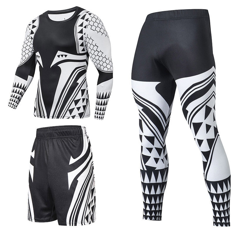 Men Sportswear Superhero Compression Sport Suits Quick Dry Clothes Sports Joggers Training Gym Fitness Tracksuits Running Set