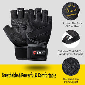 TMT Gym Gloves for Men Fingerless Weight Lifting Dumbbells Silicone Anti-Slip Palm Gloves Workout Crossfit Crossfit Fitness