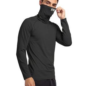 Mask Men&#39;s T-shirt Compression Shirt Running Fitness High Neck t-shirts Gym Top Thermal Underwear Sports Baselayer Winter