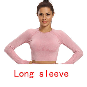 Vital Seamless Yoga Set Women Long Sleeve Summer Blouses Top Gym Sport Bra High Waist Tight Leggings Fitness Suit Shorts Sets