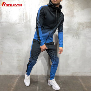 ROEGADYN Winter Sweater Suit Sportswear Man Fitness Suit Sports Workout Running Set Tracksuits Men Set Hooded Gym Clothing Men