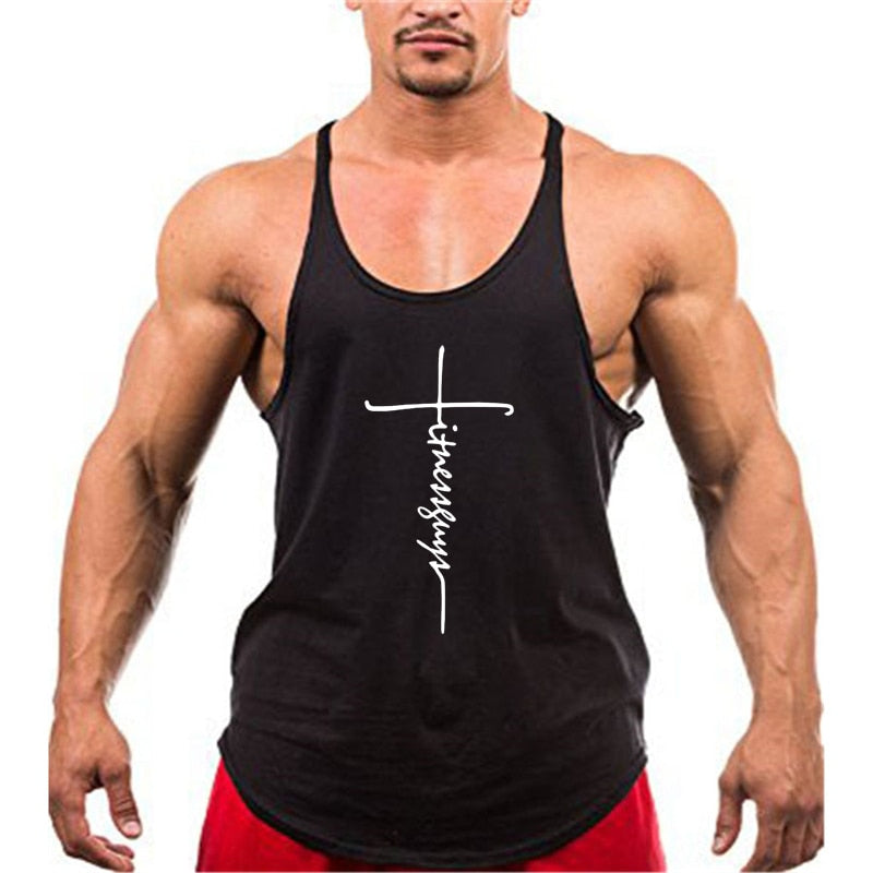 Brand Gym Stringer Tank Top Men Bodybuilding Clothing Cotton Sleeveless Shirt Man Fitness Vest Singlet Sportwear Workout Tanktop