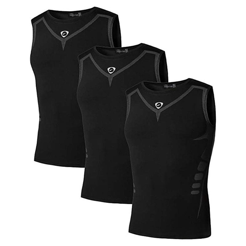 Jeansian 3 Pack Sport Tank Tops Tanktops Sleeveless Shirts Running Grym Workout Fitness LSL3306 PackA