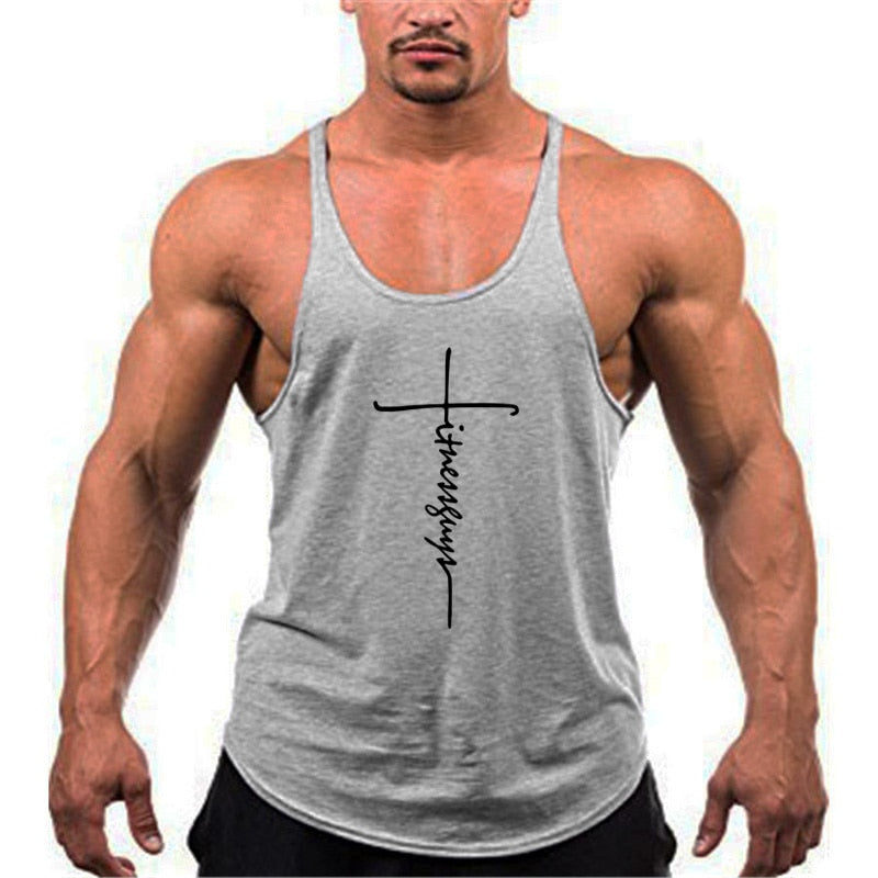 Brand Gym Stringer Tank Top Men Bodybuilding Clothing Cotton Sleeveless Shirt Man Fitness Vest Singlet Sportwear Workout Tanktop