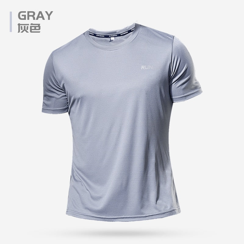 2020 Polyester Gym Shirt Sport T Shirt Men Short Sleeve Running Shirt Men Workout Training Tees Fitness Top Sport T-shirt