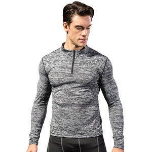 Lovmove Plus Velvet Zipper Base Long Sleeve Spandex Yoga Top Man Workout Fittness Shirts Bodybuilding Jersey Running Clothing