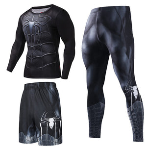 Men Sportswear Superhero Compression Sport Suits Quick Dry Clothes Sports Joggers Training Gym Fitness Tracksuits Running Set