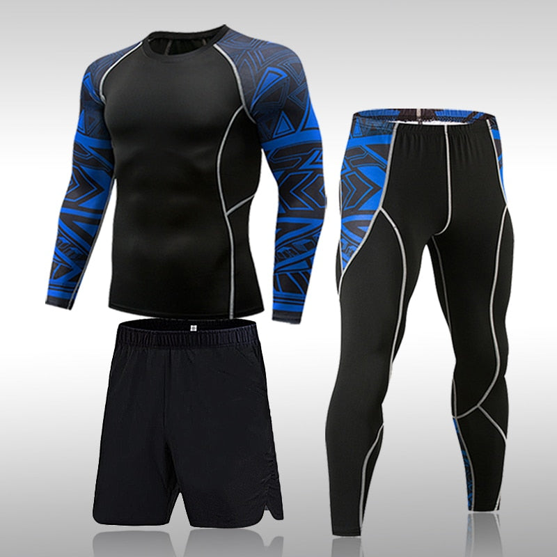 Man Compression Sports Suit Quick Drying Perspiration Fitness Training MMA Kit Rashguard Male Sportswear Jogging Running Clothes