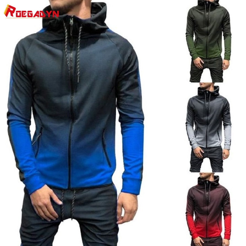 ROEGADYN Winter Sweater Suit Sportswear Man Fitness Suit Sports Workout Running Set Tracksuits Men Set Hooded Gym Clothing Men