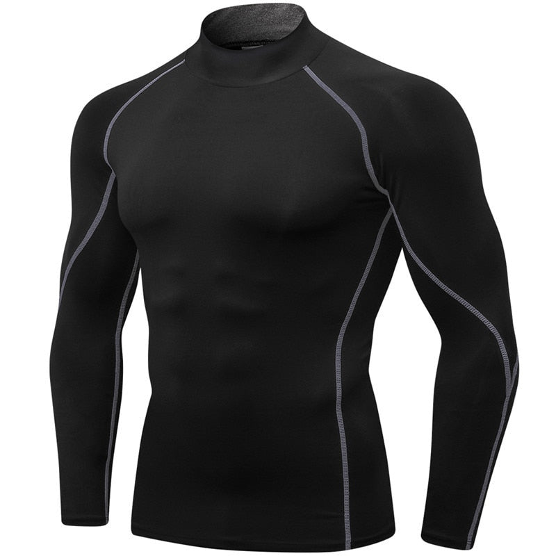 Men Autumn Bodybuilding Sport T-shirt Quick Dry Running Casual Shirt Long Sleeve Compression Top Gym Sportwear Tight Rashgard