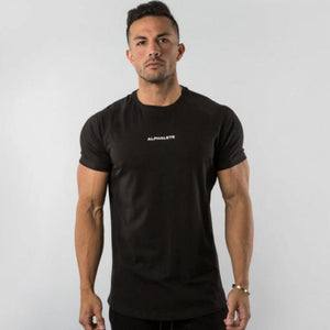 Gym Cotton T-shirt Men Fitness Workout Slim Short Sleeve Shirt Male Bodybuilding Sport Training Tee Tops Summer Casual Clothing