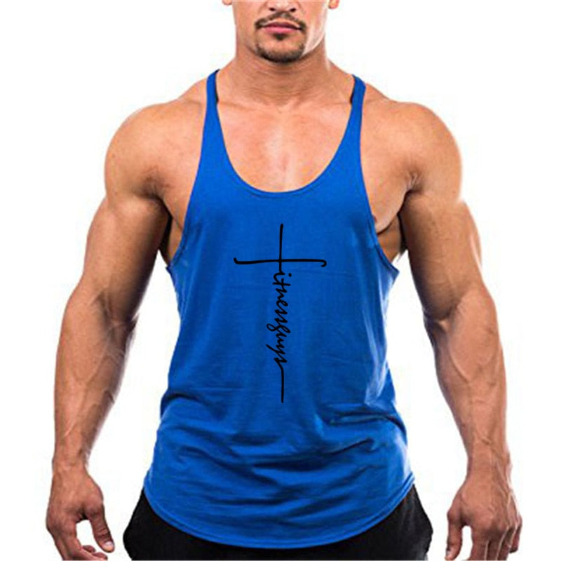 Brand Gym Stringer Tank Top Men Bodybuilding Clothing Cotton Sleeveless Shirt Man Fitness Vest Singlet Sportwear Workout Tanktop