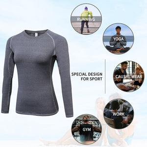 New Women Gym Casual Yogawear Yoga Shirts Long Sleeve Workout Tops Fitness Running Sport T-Shirts Training Yoga Sportswear