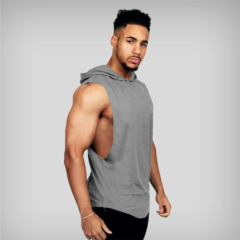 New fashion cotton sleeveless shirts gym hooded tank top men Fitness Vest Solid Bodybuilding singlets workout tanktop men