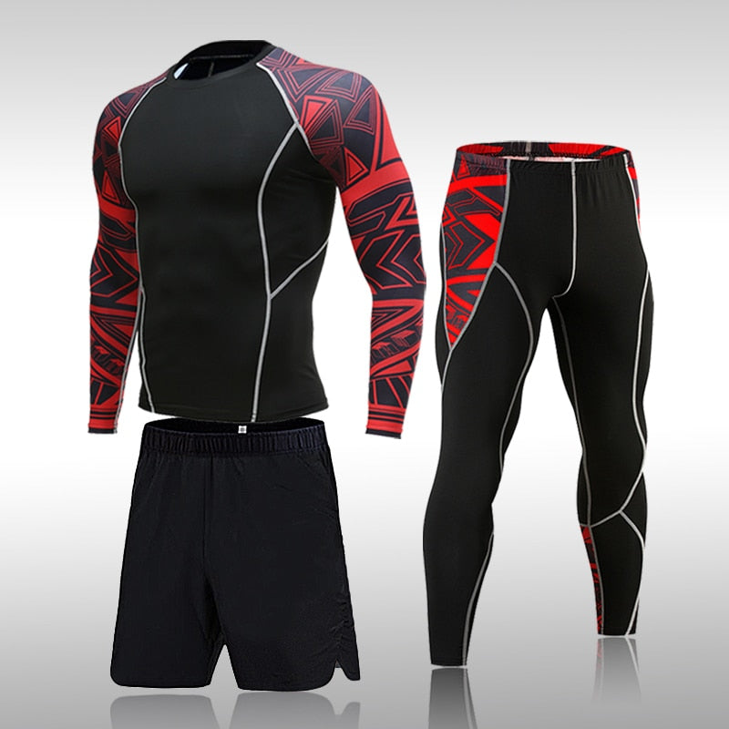 Man Compression Sports Suit Quick Drying Perspiration Fitness Training MMA Kit Rashguard Male Sportswear Jogging Running Clothes