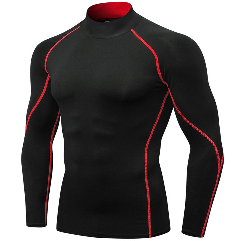 Men Autumn Bodybuilding Sport T-shirt Quick Dry Running Casual Shirt Long Sleeve Compression Top Gym Sportwear Tight Rashgard