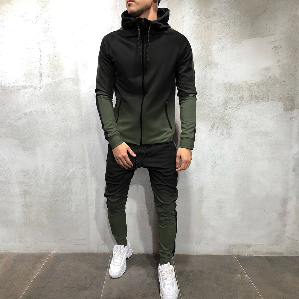 ROEGADYN Winter Sweater Suit Sportswear Man Fitness Suit Sports Workout Running Set Tracksuits Men Set Hooded Gym Clothing Men