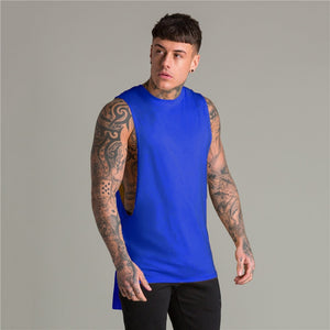 Extend Cut Off Gym Fitness Bodybuilding Tank Tops Men Fashion Hip Hop Workout Clothing Loose Open Side Sleeveless Shirts Vest