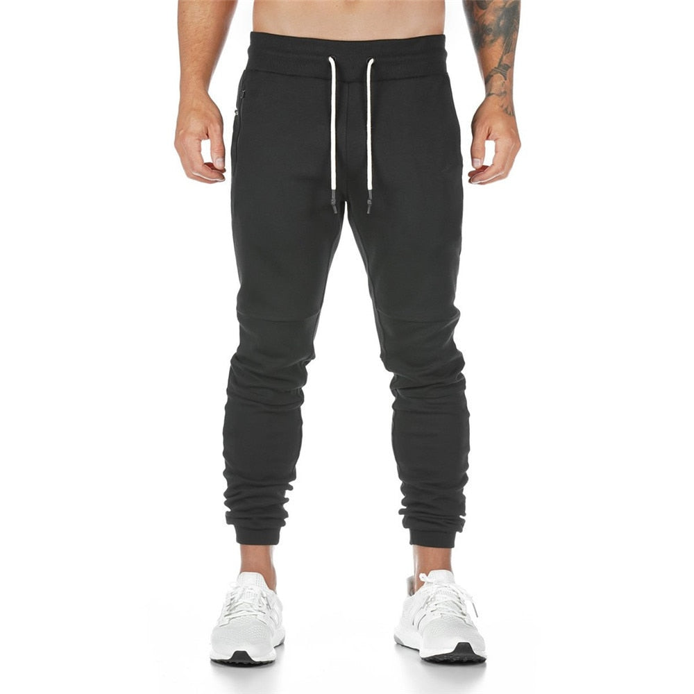 Mens Joggers Pants Fitness Tights Track Pant Skinny Gyms Muscle Trousers Casual Black Solid Color Workout Sportswear Sweatpants