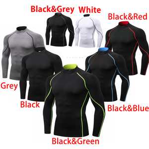 Men Autumn Bodybuilding Sport T-shirt Quick Dry Running Casual Shirt Long Sleeve Compression Top Gym Sportwear Tight Rashgard