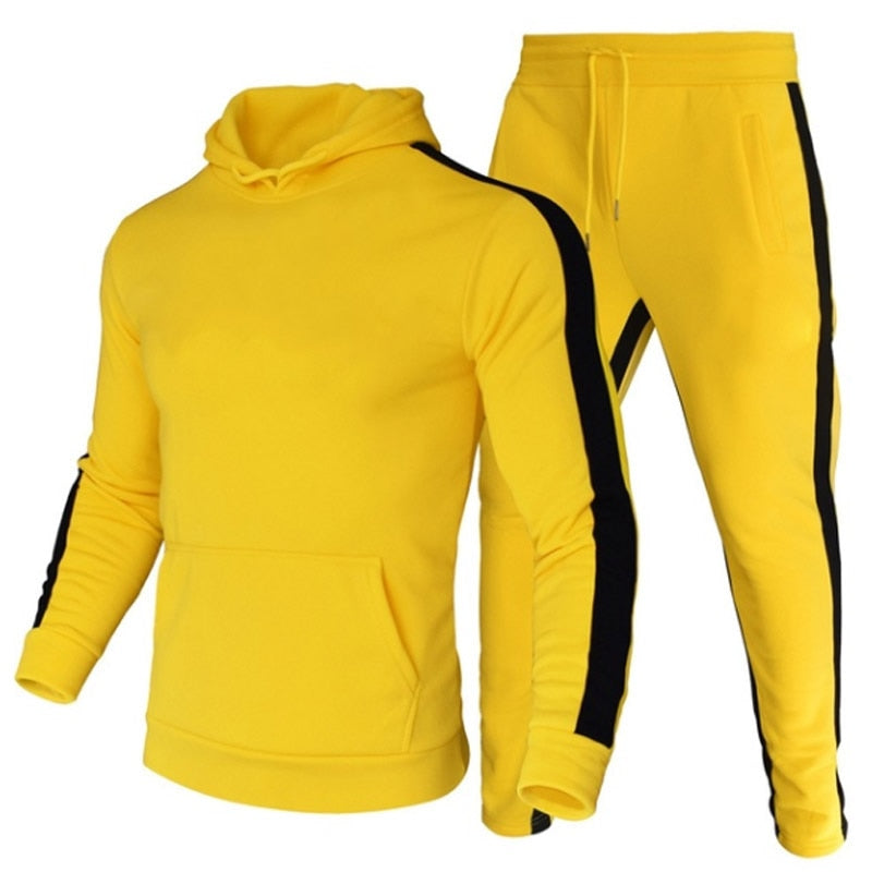 Autumn Winter Jogging Suits for Men Striped Hoodie+Pants Casual Tracksuit Male Sportswear Gym Casual Clothing Sweat Suit