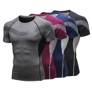 Lovmove 2019 Print Rashgard Men T-shirt Short Sleeve Breathable Shirts Gym Jogging T-shirt Fitness Sport Shirt Men Running Shirt