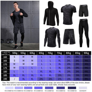 5 Pcs/Set Men&#39;s Tracksuit Sports Suit Gym Fitness Compression Clothes Running Jogging Sport Wear Exercise Workout Tights