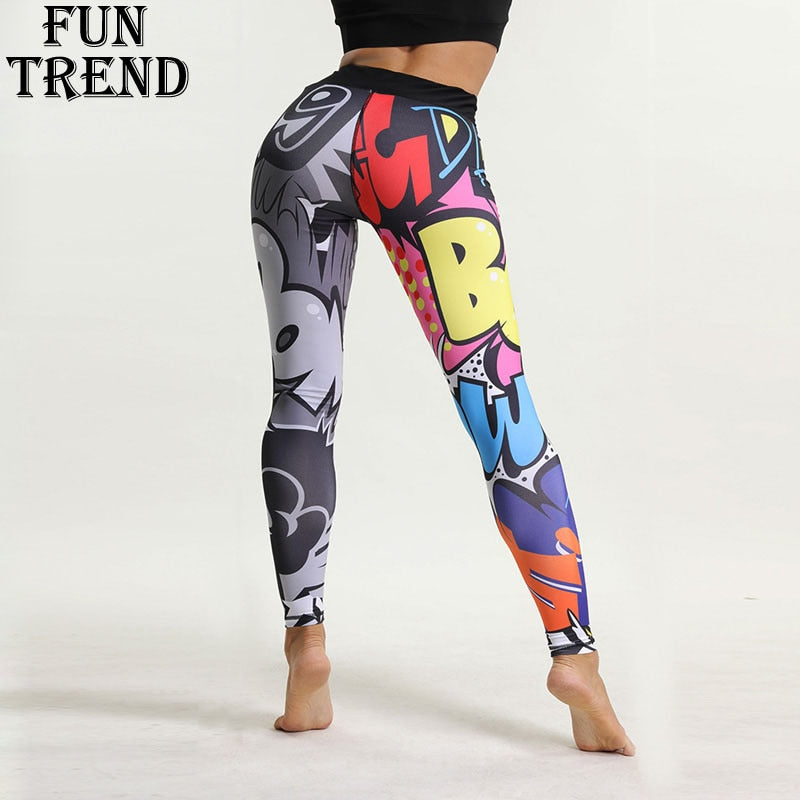 Sport Leggings Women Fitness Yoga Pants Cartoon Print Sport Pants Yoga Leggings Breathable Gym Jogging Running Tights Sport Wear