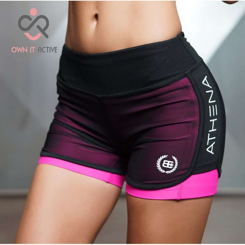 Fitness Yoga Shorts for Women Compression Mesh Overlay Gym Slim Fit Running Sports Short Quick Dry Cardio Training P145