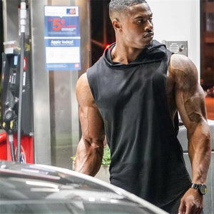 New fashion cotton sleeveless shirts gym hooded tank top men Fitness Vest Solid Bodybuilding singlets workout tanktop men