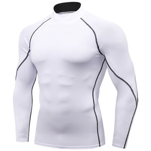 Men Autumn Bodybuilding Sport T-shirt Quick Dry Running Casual Shirt Long Sleeve Compression Top Gym Sportwear Tight Rashgard