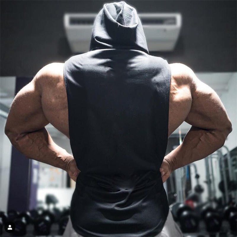 New fashion cotton sleeveless shirts gym hooded tank top men Fitness Vest Solid Bodybuilding singlets workout tanktop men