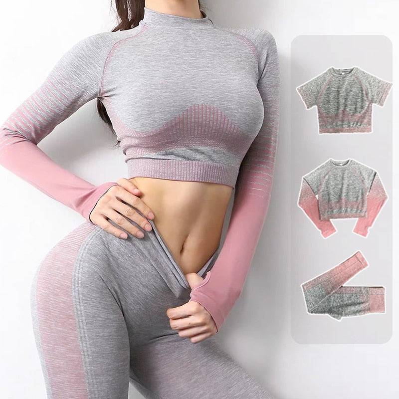 yoga suits women yoga set gym clothing Female Sport fitness suit Running  Clothes yoga top yoga leggings women Seamless gym set