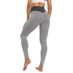 INITIALDREAM Honeycomb Fitness Women Leggings High Waist Booty Lfiting Push Up Pants Seamless Workout Gym Ankle Length Leggings