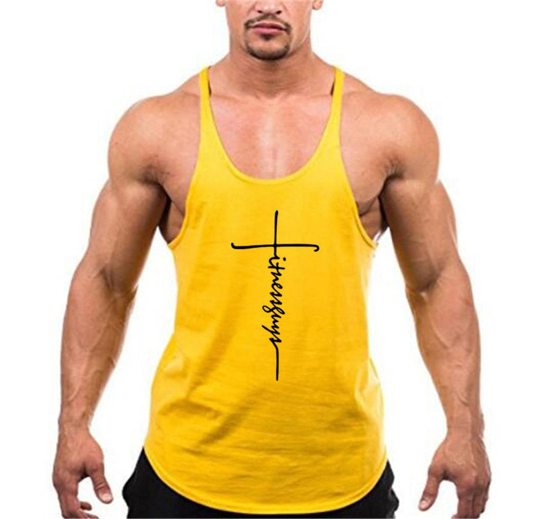 Brand Gym Stringer Tank Top Men Bodybuilding Clothing Cotton Sleeveless Shirt Man Fitness Vest Singlet Sportwear Workout Tanktop