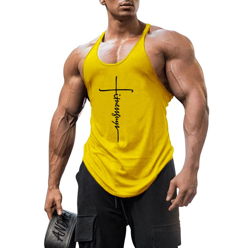 Brand Gym Stringer Tank Top Men Bodybuilding Clothing Cotton Sleeveless Shirt Man Fitness Vest Singlet Sportwear Workout Tanktop