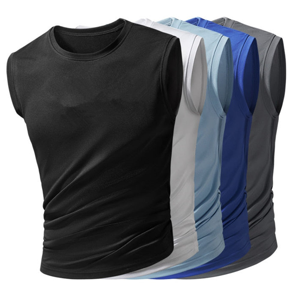 Men&#39;s Sleeveless T-Shirt Sports Vest Cycling Basketball Running Riding Gym Fitness Top Clothes Sweatshirt Workout Sportswear