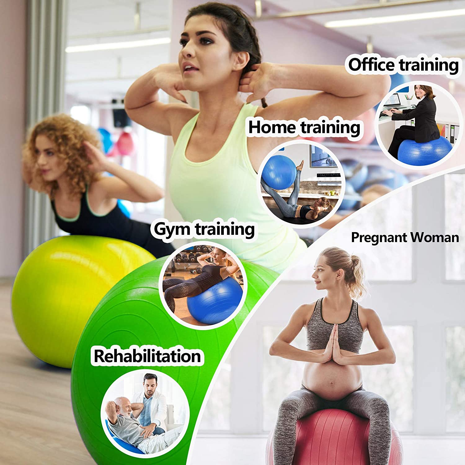 Yoga Balls Pilates Fitness Gym Balance Fitball Exercise Workout Ball 45/55/65/75/85CM