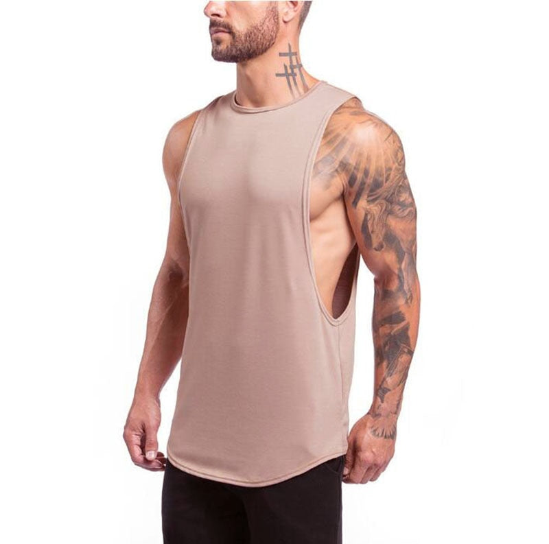 Brand Gym Stringer Clothing Bodybuilding Tank Top Men Fitness Singlet Sleeveless Shirt Solid Cotton Muscle Vest Undershirt