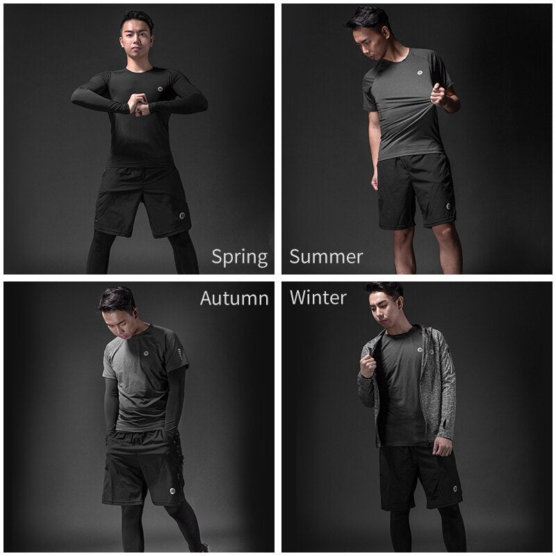 ROCKBROS Men 4 Season Gym Running Sport Suits Set Quick Dry Sweat-absorbent Sports Training Short/Long Sleeve Pants Jerseys set