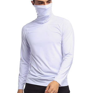 Mask Men&#39;s T-shirt Compression Shirt Running Fitness High Neck t-shirts Gym Top Thermal Underwear Sports Baselayer Winter