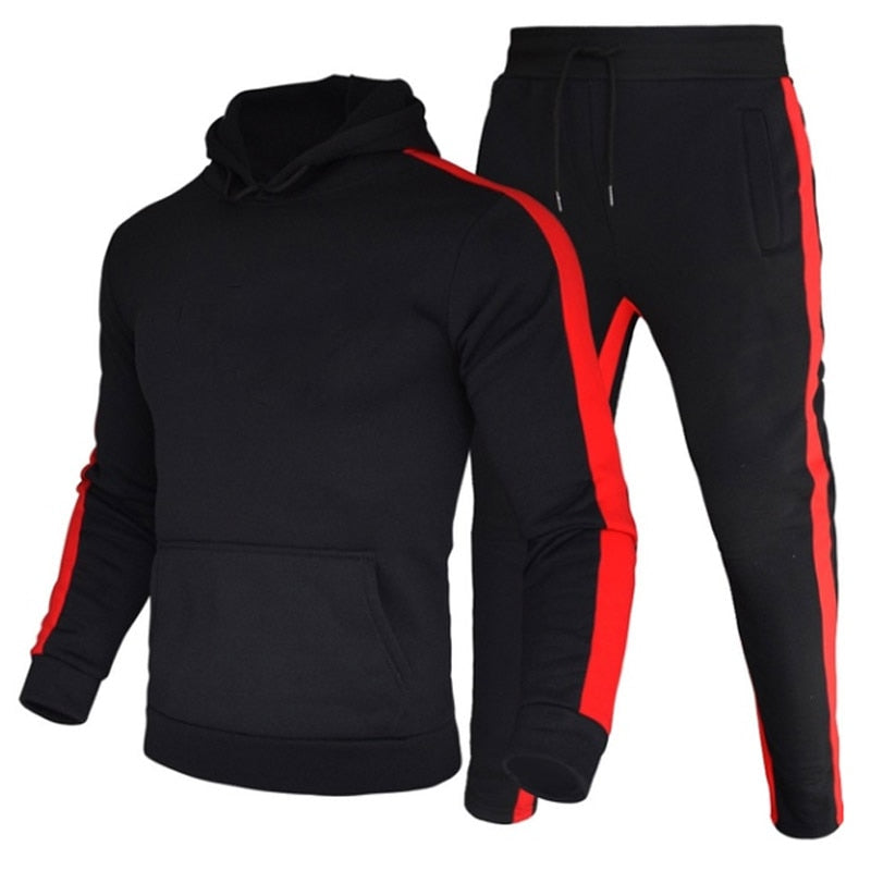 Autumn Winter Jogging Suits for Men Striped Hoodie+Pants Casual Tracksuit Male Sportswear Gym Casual Clothing Sweat Suit