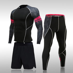 Man Compression Sports Suit Quick Drying Perspiration Fitness Training MMA Kit Rashguard Male Sportswear Jogging Running Clothes