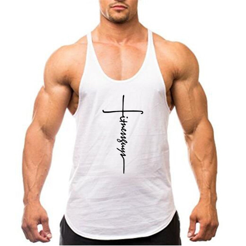 Brand Gym Stringer Tank Top Men Bodybuilding Clothing Cotton Sleeveless Shirt Man Fitness Vest Singlet Sportwear Workout Tanktop